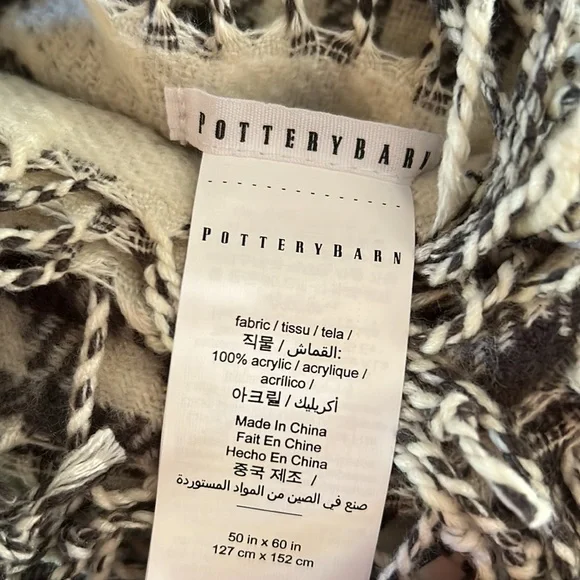 Pottery Barn gingham stripe reversible 50” x 60” throw BNWT - Picture 5 of 5